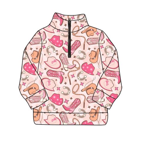 Preorder GT1210 Western Cowgirl Yoga Kids Zipper Pullover Shirt Top (Deadline 2025.9.23)