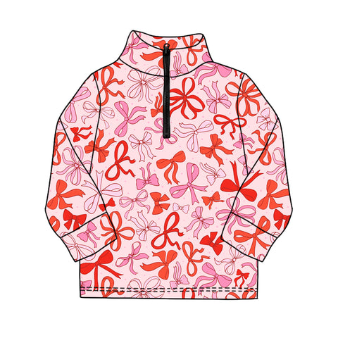 Preorder GT1211 Christmas Bows Yoga Kids Zipper Pullover Shirt Top (Deadline 2025.9.23)