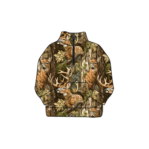 Preorder 09.24 GT1214 Hunting Forest Elk Yoga Kids Zipper Pullover