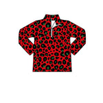 Preorder 09.24 GT1215 Christmas Red Leopard Kids Zipper Pullover