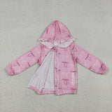 GT1217 Coquette Bows Pink Kids Girls Zipper Coat