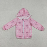 GT1217 Coquette Bows Pink Kids Girls Zipper Coat