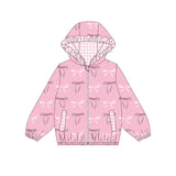 Preorder Samples GT1217 Coquette Bows Pink Kids Girls Zipper Coat