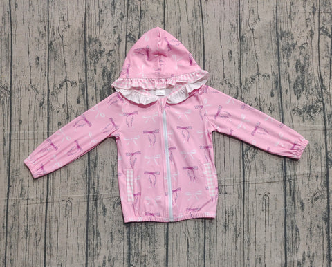 Preorder Samples GT1217 Coquette Bows Pink Kids Girls Zipper Coat