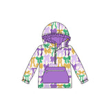 Preorder Samples GT1222 Mardi Gras Bows Purple Kids Hoodie Zipper Pullover