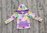 Preorder Samples GT1222 Mardi Gras Bows Purple Kids Hoodie Zipper Pullover