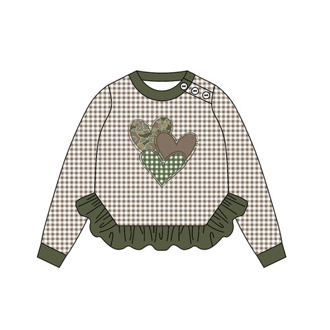 Preorder 10.01 MOQ 5 pcs GT1225 Hunting Camo Love Kids Girls Shirt Top