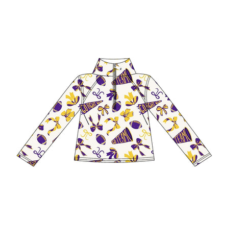 Preorder 10.03 MOQ 5 pcs GT1226 Go Team Football Bows Yoga Zipper Adult's Shirt Pullover