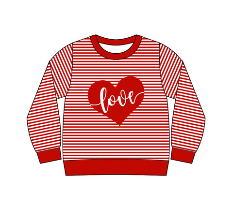 Preorder 10.06 MOQ 5 pcs GT1234 Valentine's Day Love Red Stripe Kids Girls Shirt Top