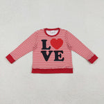GT1235 Valentine's Day Love Red Stripe Kids Girls Shirt Top (12-18M to 7-8T)