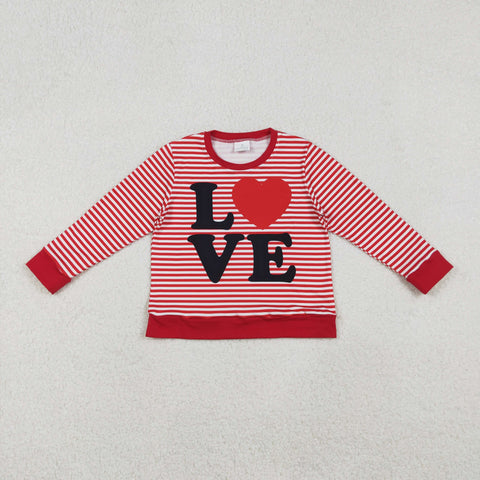 GT1235 Valentine's Day Love Red Stripe Kids Girls Shirt Top (12-18M to 7-8T)