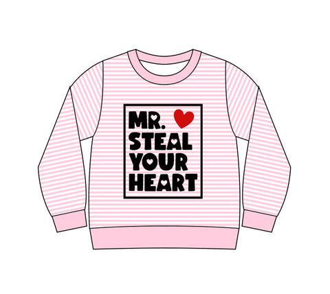 Preorder 10.06 MOQ 5 pcs GT1236 Valentine's Day Mr. Steal Your Heart Kids Girls Shirt Top