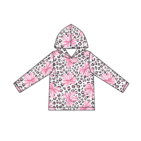 Preorder 10.08 MOQ 5 pcs GT1240 Valentine's Day Bows Leopard Kids Hoodie Pullover