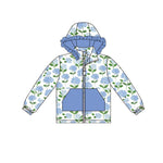 Preorder 10.09 MOQ 5 pcs GT1245 Flower Blue Hoodie Kids Girls Zipper Coat