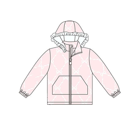 Preorder 10.09 MOQ 5 pcs  GT1246 Bows Pink Hoodie Kids Girls Zipper Coat