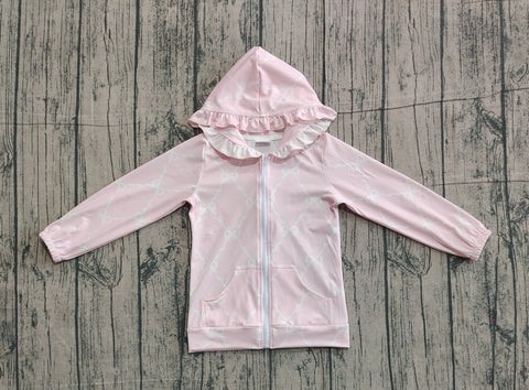 Preorder Samples GT1246 Bows Pink Hoodie Kids Girls Zipper Coat