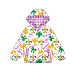 Preorder 10.10 MOQ 5 pcs GT1250 Mardi Gras Bows Hoodie Kids Girls Zipper Coat