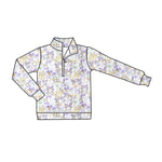 Preorder 10.13 MOQ 5 pcs GT1251 Mardi Gras Coquette Bows Purple Kids Zipper Pullover