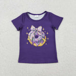 GT1252 Mardi Gras Donut Bows Purple Kids Girls Shirt Top