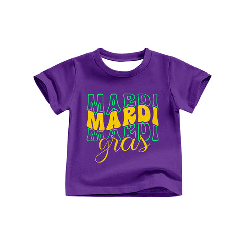 Preorder 10.15 MOQ 5 pcs GT1253 Mardi Gras Purple Kids Girls Shirt Top