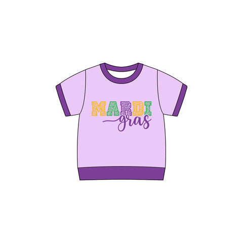 Preorder 10.15 MOQ 5 pcs GT1257 Mardi Gras Kids Girls Shirt Top