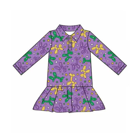 Preorder 10.16 MOQ 5 pcs GT1260 Mardi Gras Star Girl's Dress