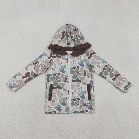 GT1263 Hunting Camo Bows Hoodie Kids Girls Zipper Coat (12-18M to 7-8T)