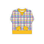 Preorder 10.20 MOQ 5 pcs GT1265 Mardi Gras Plaid Kids Girls Shirt Top
