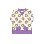 Preorder 10.20 MOQ 5 pcs GT1266 Mardi Gras Donut Kids Girls Shirt Top