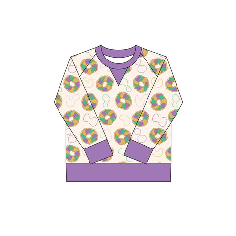 Preorder 10.20 MOQ 5 pcs GT1266 Mardi Gras Donut Kids Girls Shirt Top