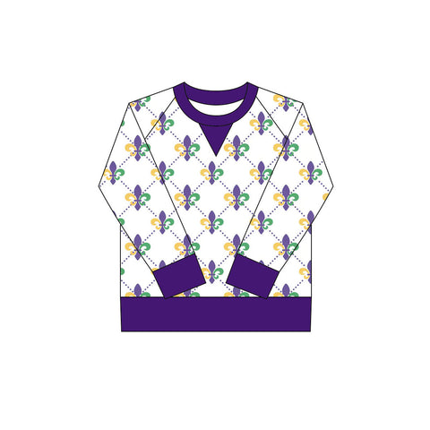Preorder 10.20 MOQ 5 pcs GT1267 Mardi Gras Kids Girls Shirt Top