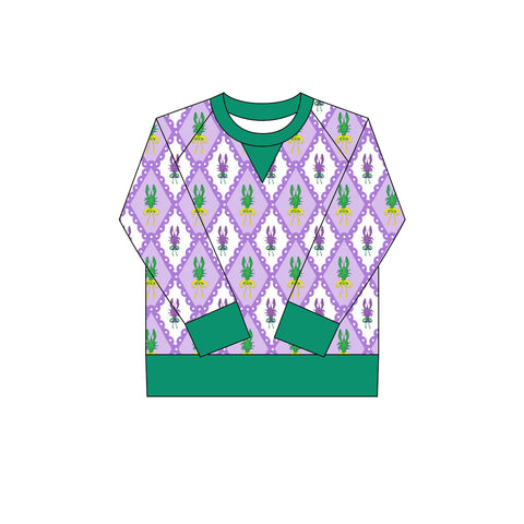 Preorder 10.20 MOQ 5 pcs GT1268 Mardi Gras Crawfish Kids Girls Shirt Top