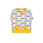 Preorder 10.20 MOQ 5 pcs GT1269 Mardi Gras Bows Kids Girls Shirt Top