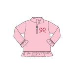Preorder 10.20 MOQ 5 pcs GT1270 Bows Pink Girls Zipper Pullover