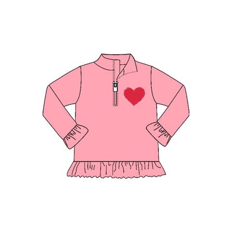 Preorder 10.20 MOQ 5 pcs GT1271 Valentine's Day Love Pink Girls Zipper Pullover