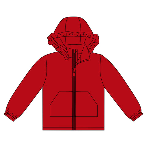 Preorder 10.20 MOQ 5 pcs GT1283 Solid Color Hoodie Kids Girls Zipper Coat