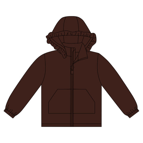 Preorder 10.20 MOQ 5 pcs GT1289 Solid Color Hoodie Kids Girls Zipper Coat）
