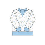 Preorder 10.20 MOQ 5 pcs GLS0027 Flower Bows Blue Yoga Girls Shorts Set