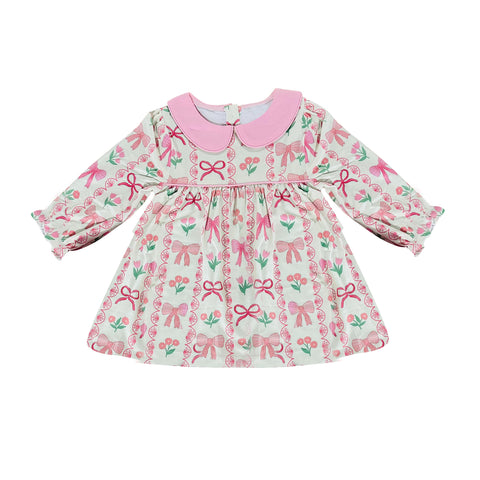 Preorder 10.23 MOQ 5 pcs GT1300 Flower Bows Pink Kids Girls Shirt Top