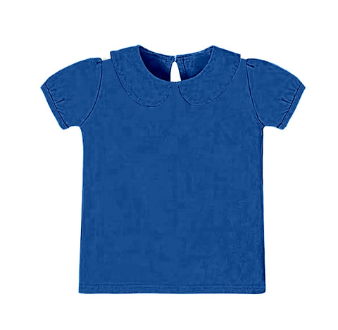 Preorder 10.28 MOQ 5 pcs GT1302 Solid Color Blue Yoga Kids Girls Shirt Top