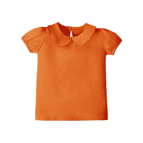 Preorder 10.28 MOQ 5 pcs GT1303 Solid Color Orange Yoga Kids Girls Shirt Top