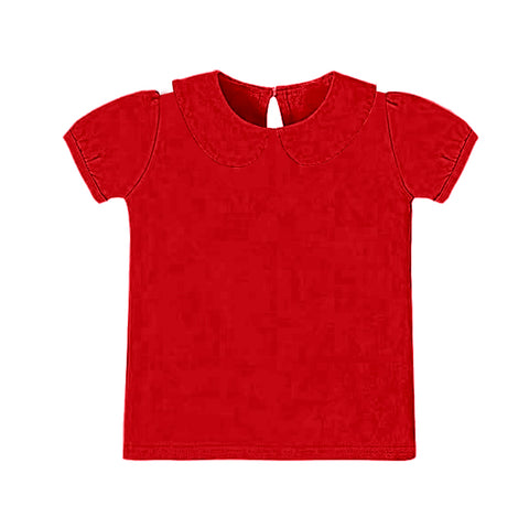 Preorder 10.28 MOQ 5 pcs GT1305 Solid Color Red Yoga Kids Girls Shirt Top