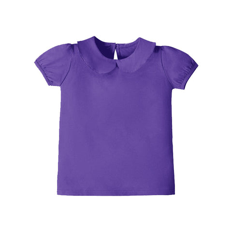 Preorder 10.28 MOQ 5 pcs GT1306 Solid Color Purple Yoga Kids Girls Shirt Top