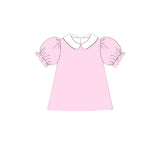 Preorder 10.28 MOQ 5 pcs GSD2879 Easter Bows Pink Cute Girl's Dress Set