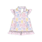 Preorder 10.28 MOQ 5 pcs GT1308 Coquette Bows Pink Kids Girls Zipper Vest Coat
