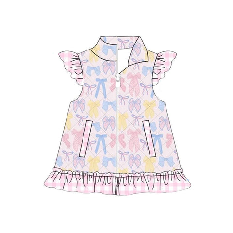 Preorder 10.28 MOQ 5 pcs GT1308 Coquette Bows Pink Kids Girls Zipper Vest Coat