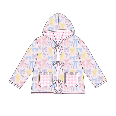 Preorder 10.28 MOQ 5 pcs GT1309 Coquette Bows Pink Hoodie Kids Girls Coat