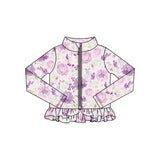 Preorder 11.16 MOQ 5 pcs GLP2998 Flower Purple Yoga Coat Girls Set