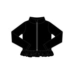 Preorder 11.16 MOQ 5 pcs GLP3006 Solid Color Black Yoga Coat Girls Set