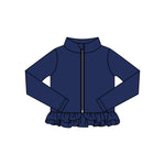 Preorder 11.16 MOQ 5 pcs GLP3007 Solid Color Navy Yoga Coat Girls Set